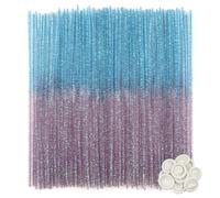 TOAOB 100 Pièces Cure Pipes à Paillettes Glitter Gradient Bleu Tiges de Fils Chenille Assorties 6mm x 300mm pour DIY Artisanat Décoration Fournitures Loisirs Creatifs