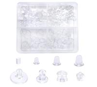 TOAOB 100 Pièces Fermoire Boucle D'oreilles Silicone 8 Styles Plastique en Transparent Sécurisé Hypoallergénique Fermoirs Bouchons Taille Mixte pour Bricolage Fabrication de Bijoux Accessoires