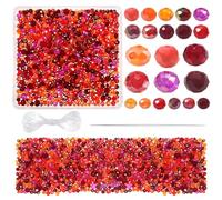 TOAOB 1000pcs Perles en Verre à Facettes de Cristal 4mm 6mm 8mm en Rondes en Vrac Crystal Beads à Thème Rouge pour Fabrication de Bijoux DIY Bracelets Colliers Artisanat