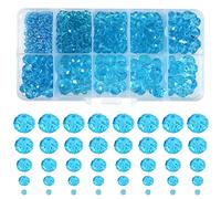 TOAOB 1000pcs Perles en Verre à Facettes de Cristal Bleu Rondes 2mm 4mm 6mm 8mm 10mm en Vrac Crystal Beads pour Fabrication de Bijoux DIY Bracelets Colliers Artisanat