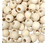 TOAOB 100pcs 12mm Gros Trou Perles Rondes en Bois Naturel en Vrac Non Peinte Facile à Fils pour Fabrication de Bijoux Bracelets DIY Artisanat