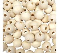 TOAOB 100pcs 14mm Perles en Bois Rondes Naturel Perles Spacer pour DIY Fabrication de Bijoux