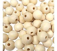 TOAOB 100pcs 16mm Perles en Bois Rondes Naturel Perles Spacer pour DIY Fabrication de Bijoux