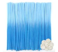 TOAOB 100pcs Cure Pipes Gradient Bleu Fils Chenille 0.6x30mm Tige de Chenille avec Couvre Doigts en Latex pour DIY Artisanat Décorations Fournitures Loisirs Creatifs
