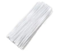 TOAOB 100pcs Fil Chenille Paillettes Cure Pipe Blanc Tiges de Fils Cleaners | Crafts Set, 6mm x 300mm, pour Bricolage et Artisanat Décoration Loisirs Creatifs