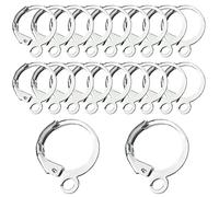 TOAOB 100pcs Français Fil Dormeuses Crochet Boucles d'oreilles Fermoirs à Levier en Laiton 14.6 x 12.5mm Hypoallergénique Plaqué Argent pour Fabrication de Bijoux Accessoire