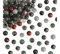 TOAOB 100pcs Perles de Pierre de Sang Africaine Naturelles 6mm Perles Rondes en Vrac de Pierres Énergie Guérison pour Fabrication de Bijoux Collier Bracelet Boucle D'oreille
