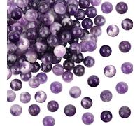 TOAOB 100pcs Perles Pierre Naturelles 8mm Améthyste Perle Rondes en Vrac de Pierres Précieuses Gemme Énergie Guérison pour Fabrication de Bijoux Collier Bracelet Boucle d'Oreille
