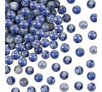 TOAOB 100pcs Perles Pierre Naturelles 8mm Bleu Egg White Jade Perles Rondes en Vrac de Pierres Précieuses Gemme Énergie Perles Guérison pour Fabrication de Bijoux Collier Bracelet Boucle d'oreille