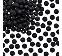 TOAOB 100pcs Perles Pierre Naturelles Pierre de Lave Noires pour Bracelet Perles Rondes 8mm pour Fabrication de Bijoux Accessoires Loisirs Créatifs Collier Chakra