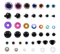 TOAOB 104pcs Yeux de Sécurité en Poupées Peluche en Plastique Coloré et Nez 12 à 30mm avec Rondelles pour DIY Fabrication Amigurumis Animaux en Peluche Crochet Marionnettes Artisanat