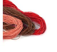 TOAOB 105M Cordon Ciré Tressé pour Bracelet 1mm Rond Rose Pêche Rouge et Jaune Brun pour Fabrication de Bijoux Collier Artisanat Breloques Bricolage Macramé