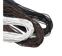 TOAOB 105M Cordon Ciré Tressé pour Bracelet 2mm Rond Blanc Noir et Marron pour Fabrication de Bijoux Collier Artisanat Breloques Bricolage Macramé