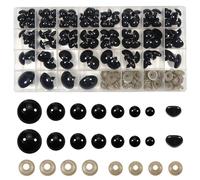 TOAOB 110pcs Yeux de Sécurité Amigurumis 14mm à 30mm Yeux de Poupées d'animaux Peluche en Plastique Noirs et Nez de Sécurité avec Rondelles pour Fabriquer Artisanales Marionnettes Animales Tricotées