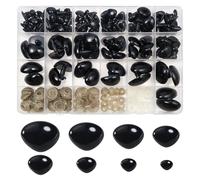 TOAOB 114pcs Nez de Sécurité Nez de Poupées D'animaux Peluche en Plastique Noirs 9mm à 29mm avec Rondelles pour Fabriquer Artisanales Marionnettes Animales Tricotées