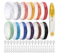 TOAOB 120m Cordon Ciré Tressé pour Bracelet 1mm Rond Blanc Bleu Fil Nylon