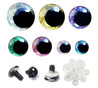 TOAOB 14 Sets Yeux de Sécurité Ronds en Plastique de Poupée en Paillettes Nontissés 7 Couleurs 12mm à 20mm avec Rondelles de Plastique pour Marionnettes Animaux en Peluche Poupée