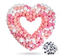 TOAOB 1400pcs Pompons Loisirs Creatifs Rose Thème Rondes Craft Pompon 10mm à 30mm avec Yeux Mobiles pour loisirs créatifs et décorations