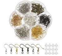 TOAOB 140pcs Crochets Boucle d'oreilles 18mm Hypoallergénique Plaqué Argent 925 7 Couleur avec 200pcs Fermoirs Dos en Silicone pour Accessoires de Bijoux Fabrication
