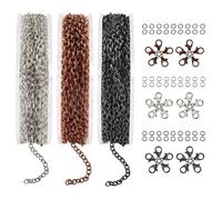 TOAOB 15 m Chaînes de Collier 3 x 2 mm Noir Rouge Antique et Blanc K Avec 60 pcs Fermoirs à Homard et 90 pcs Anneaux de Saut pour Collier DIY Fabrication de Bijoux Bracelet Pendentif Artisanat