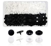 TOAOB 150 Ensembles Boutons Pressions Plastiques T5 12mm Blanc Noir pour Accessoires Couture Vêtements DIY Craft Scrapbook