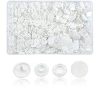 TOAOB 150 Ensembles Boutons Pressions Plastiques T8 14mm Blanc pour Accessoires Couture Vêtements DIY Craft Scrapbook