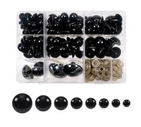 TOAOB 150pcs Yeux de Sécurité 14mm à 40mm Yeux de Poupée en Plastique Noir avec Rondelles pour Amigurumis Animaux en Peluche Crochet Marionnettes Artisanat