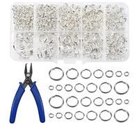 TOAOB 1580pcs Anneau Double Jonction en Metal Anneau Ouvert Jump Ring Connecteur de Bijoux Chaine Links Argent 4mm 5mm 6mm 7mm 8mm 10mm 12mm avec Boite de Rangement pour Fabrication de Bijoux