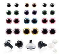 TOAOB 16 Sets Yeux de Sécurité Amigurumis en Plastique de Poupée en Paillettes Nontissés 8 Couleurs 20mm à 35mm Artisanat Crochet Yeux Ronds avec Rondelles pour Marionnettes Animaux en Peluche