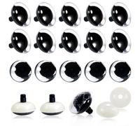 TOAOB 16 Sets Yeux de Sécurité Ronds en Plastique de Poupée en Noir 30mm Yeux en Crochet pour Poupée Peluche avec Rondelles de 33.5mm pour Marionnettes Animaux en Peluche