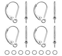 TOAOB 16pcs Français Dormeuses d'oreille Crochets Boucle d'oreilles en Argent Sterling 925 Hypoallergéniques 16 x 9mm Argent avec 20pcs Anneau Ouvert pour Fabrication de Bijoux Bricolage Accessoire
