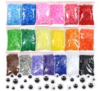 TOAOB 1900 pcs Craft Pompons Multicolore 1.5 cm Gros Pompons Moelleux avec 100pcs Yeux Mobiles Autocollants 6mm 8mm 10mm 12mm pour Bricolage Fournitures Artisanat Décorations Couture Loisirs Creatifs