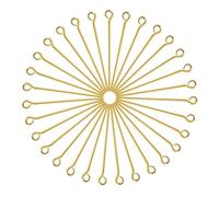 TOAOB 200pcs Épingle à Oeil Or Laiton plaqué 24K Aiguilles Tiges Clous 0.7mm x 30mm Tête Plate Accessoire Fabrication de Bijoux Artisanat Pour Collier Bracelets Boucles D'oreille