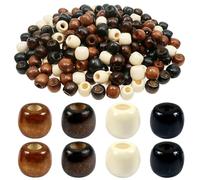 TOAOB 200pcs Perles en Bois à Grand Trou pour Cheveux Tresse Africaine 4 Colores Peintes Perle en Bois Macramé 16x17mm pour Décoration de Bricolage Fabrication de Bijoux Colliers Bracelets Bijoux
