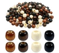 TOAOB 200pcs Perles en Bois à Grand Trou pour Cheveux Tresse Africaine 4 Colores Peintes Perle en Bois Macramé 9x10mm pour Décoration de Bricolage Fabrication de Bijoux Colliers Bracelets Bijoux