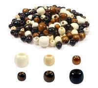 TOAOB 200pcs Perles en Bois à Grand Trou pour Cheveux Tresse Africaine 5 Colores Peintes Perle en Bois Macramé 3 Tailles pour Décoration de Bricolage Fabrication de Bijoux Colliers Bracelets Bijoux