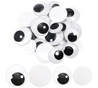 TOAOB 24 Pièces 40mm 50mm Grande Taille Yeux Mobiles Autocollants Adhésifs en Plastique Ronds Noir Blanc pour Scrapbooking Artisanat Accessoires DIY Craft Poupées Décorations