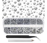 TOAOB 2730pcs Strass Hotfix Cristal Dos Plat Rhinestone Diamants Transparent 6 Taille avec Pince à Épiler et Stylo Plume Strass pour Artisanat Ongles Vêtements Décoration Nail Art SS4 à SS30
