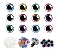 TOAOB 28 Sets Yeux de Sécurité Amigurumis en Plastique de Poupée en Paillettes Nontissés 8 Couleurs 20mm Artisanat Crochet Yeux Ronds avec Rondelles pour Marionnettes Animaux en Peluche