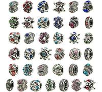 TOAOB 30pcs Femme Europeennes de Perles Argent Antique Tibetain émail Charms Breloques en Alliage Strass Perles d'espacement 14X10.5mm pour Fabrication Bijoux Bracelet Chaîne Serpent