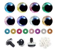 TOAOB 32 Sets Yeux de Sécurité Ronds en Plastique de Poupée en Paillettes Nontissés 8 Couleurs 18 mm avec 20 mm Rondelles pour Marionnettes Animaux en Peluche Poupée
