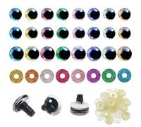 TOAOB 32 Sets Yeux de Sécurité Ronds en Plastique de Poupée en Paillettes Nontissés 8 Couleurs 20mm 22mm avec Rondelles de Plastique pour Marionnettes Animaux en Peluche Poupée