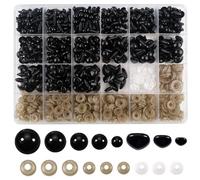 TOAOB 336pcs Yeux et Nez de Sécurité Amigurumis 6mm à 12mm Yeux de Poupées d'animaux Peluche en Plastique Noirs avec Rondelles pour Fabriquer Artisanales Marionnettes Animales Tricotées