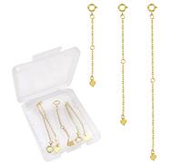 TOAOB 3pcs Rallonges Chaînes en Argent Sterling 925 Chaîne D'extension Or 50mm 80mm 100mm Fermoirs Mousquetons Rond et Forme de Coeur Breloques pour Fabrication de Bijoux Bracelets Colliers Cheville