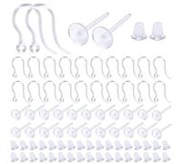 TOAOB 400pcs Crochets de Boucles D'oreilles en Résine Transparente Poteaux Plat Pad Hypoallergéniques et 5x4mm Fermoirs Boucles D'oreilles Silicone pour Accessoires de Bijoux Fabrication