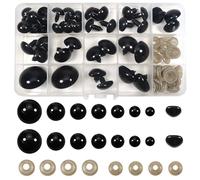 TOAOB 40pcs Yeux de Sécurité Amigurumis 14mm à 30mm Yeux de Poupées d'animaux Peluche en Plastique Noirs et Nez de Sécurité avec Rondelles pour Fabriquer Artisanales Marionnettes Animales Tricotées