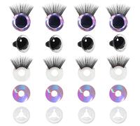 TOAOB 4pcs Yeux de Sécurité à Paillettes 16 mm avec Rondelles et Cils Plastique Rose Nontissés pour Amigurumis Loisirs Créatifs Marionnettes en Peluche Fabrication de Crochet Poupées