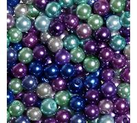 TOAOB 500 Pièces Perles de Verre Rondes 6mm Perles en Nacrées Bleu