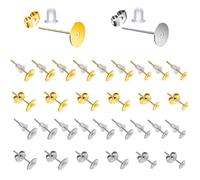 TOAOB 500pcs Boucles d'Oreilles Poteaux Plat Pad en Acier Inoxydable 3mm à 5mm Earring Posts Pad Attache Boucles d'Oreilles Or et Argent avec Fermoirs pour Accessoires de Bijoux Fabrication