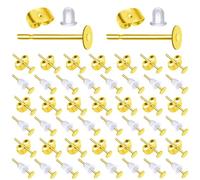 TOAOB 500pcs Boucles d'Oreilles Poteaux Plat Pad en Acier Inoxydable Or 4mm avec Dos Papillon Apprêt et Fermoirs en Silicone Transparent pour Accessoires de Bijoux Fabrication Création